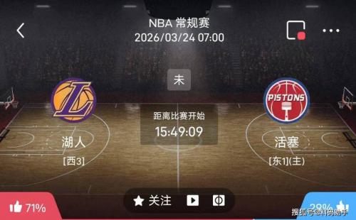 2026-03-24 NBA：底特律活塞 vs 洛杉矶湖人比赛预测